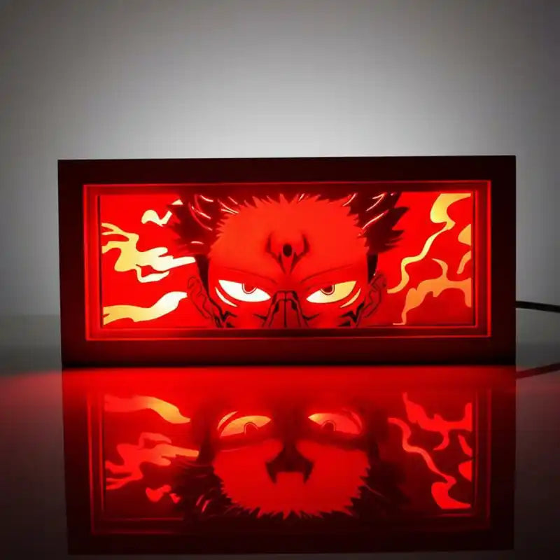 Tableau LED Ryomen Sukuna allumé éclairage rouge et violet