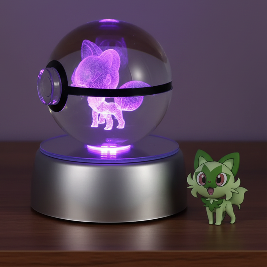 Pokéball Lumineuse Cristal Sprigatito Veilleuse de rêve