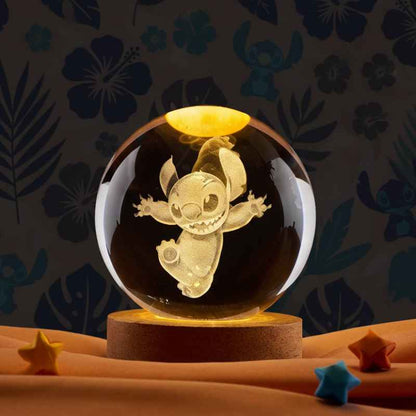 Stitch 3D Veilleuse LED à Boule de Cristal