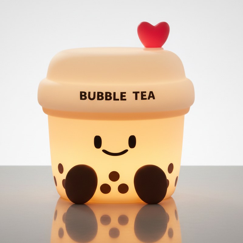 Veilleuse Bubble Tea silicone kawaii allumée lumière douce