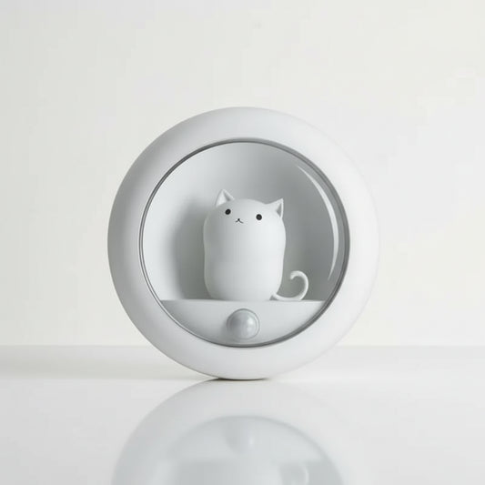 Lampe Chat Kawaii Blanc Fond Blanc