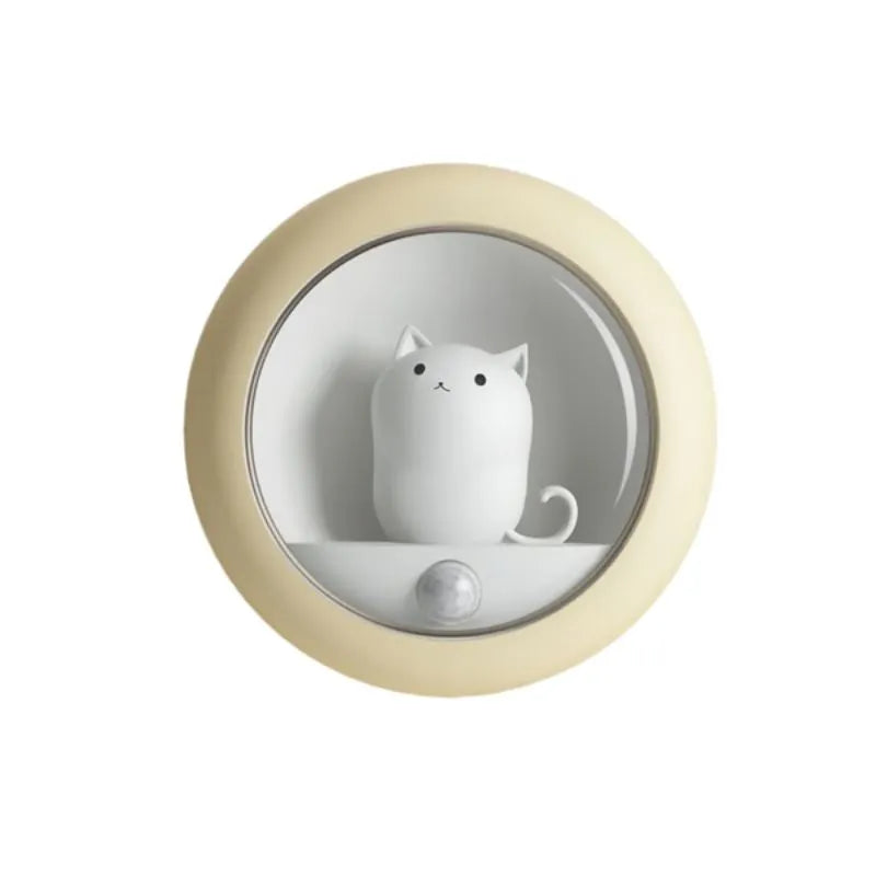 Lampe Chat Kawaii Jaune Fond Blanc