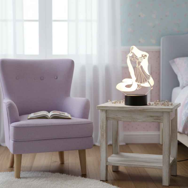 Veilleuse chambre enfant Disney Raiponce lumière magique 3D