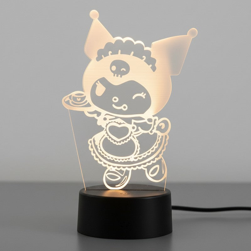 Veilleuse LED 3D Kuromi serveuse effet holographique chambre