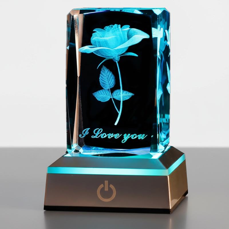 Veilleuse LED 3D en Cristal I Love You