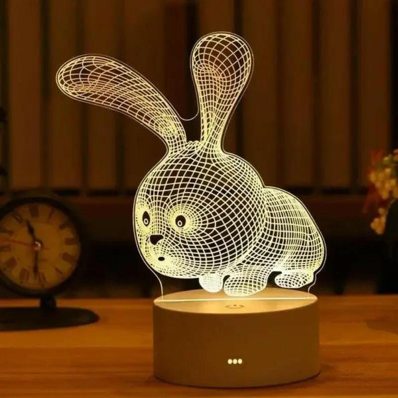 Cadeau bébé lampe 3D lapin holographique veilleuse