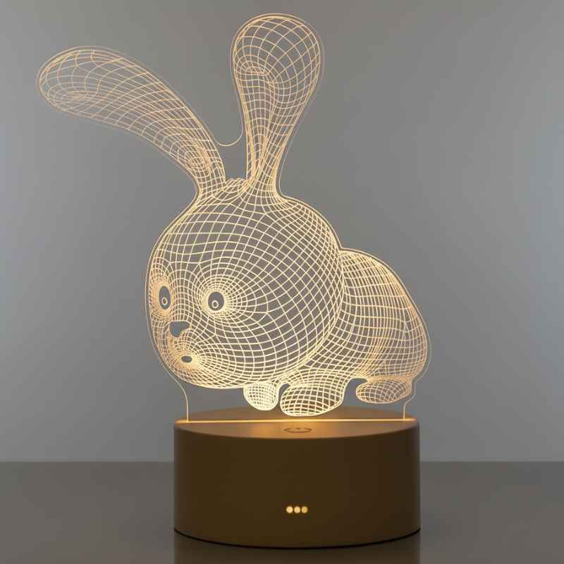 Lampe 3D lapin LED effet holographique chambre enfant