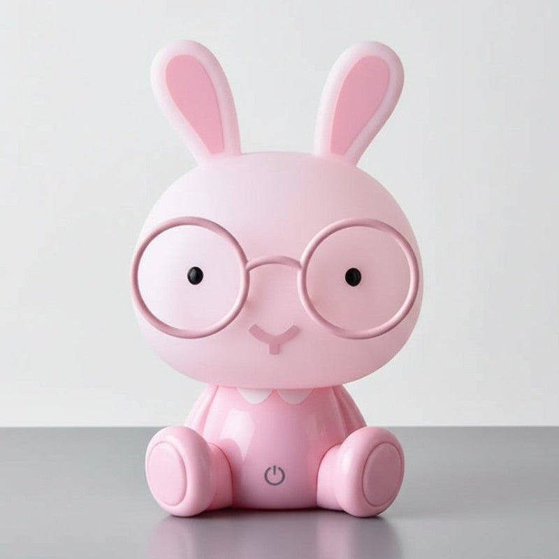Veilleuse Lapin Lunettes Kawaii Rose