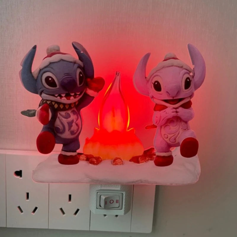 Lampe Murale Prise Stitch et Angel Allumer