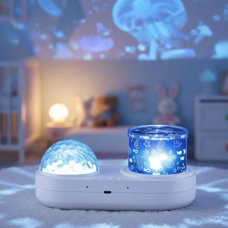 Veilleuse Projecteur Océan Méduse sur table de chevet