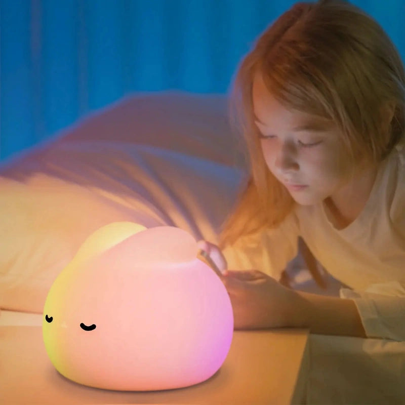 Petite veilleuse lapin silicone douce pour bébé nuit apaisante