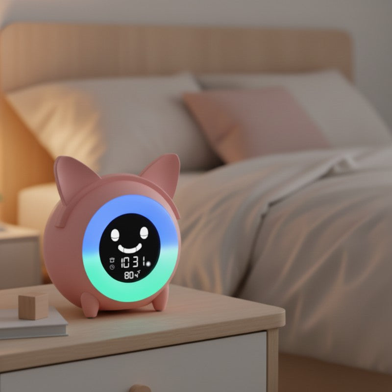 Veilleuse réveil chat éducatif lecture heure