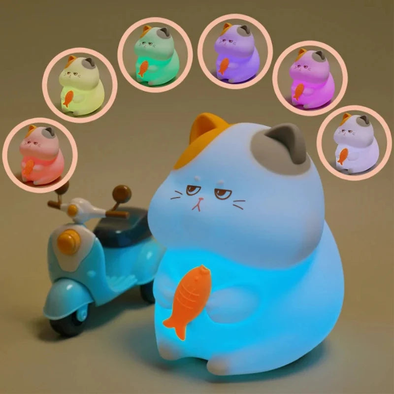 lampe veilleuse chat silicone tactile dessin adorable décoration cocooning