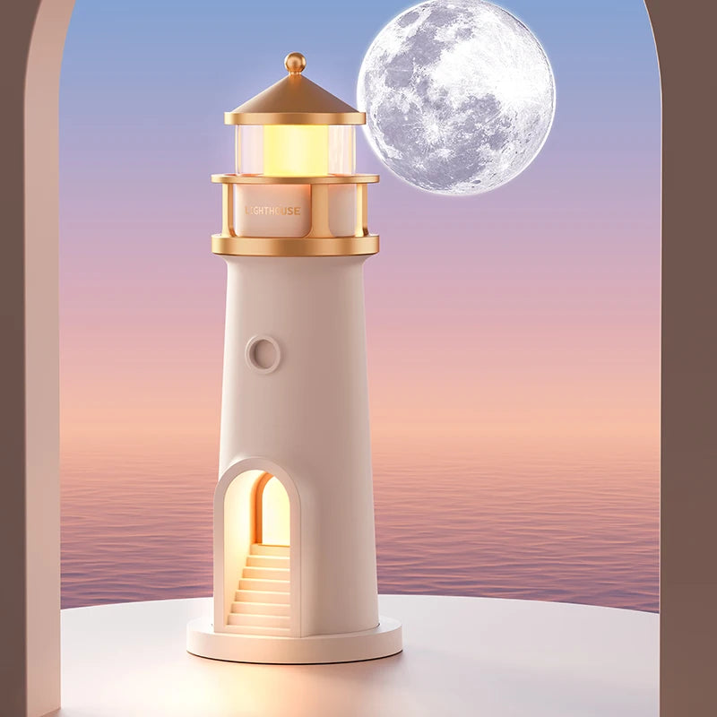Vue de dessus Lampe Phare Marin Projecteur Lune montrant la lune projetée