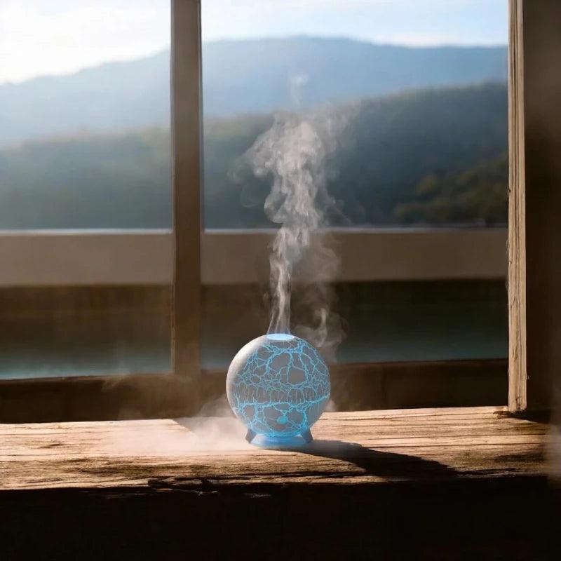 Vue de dessus du diffuseur volcan LED 7 couleurs