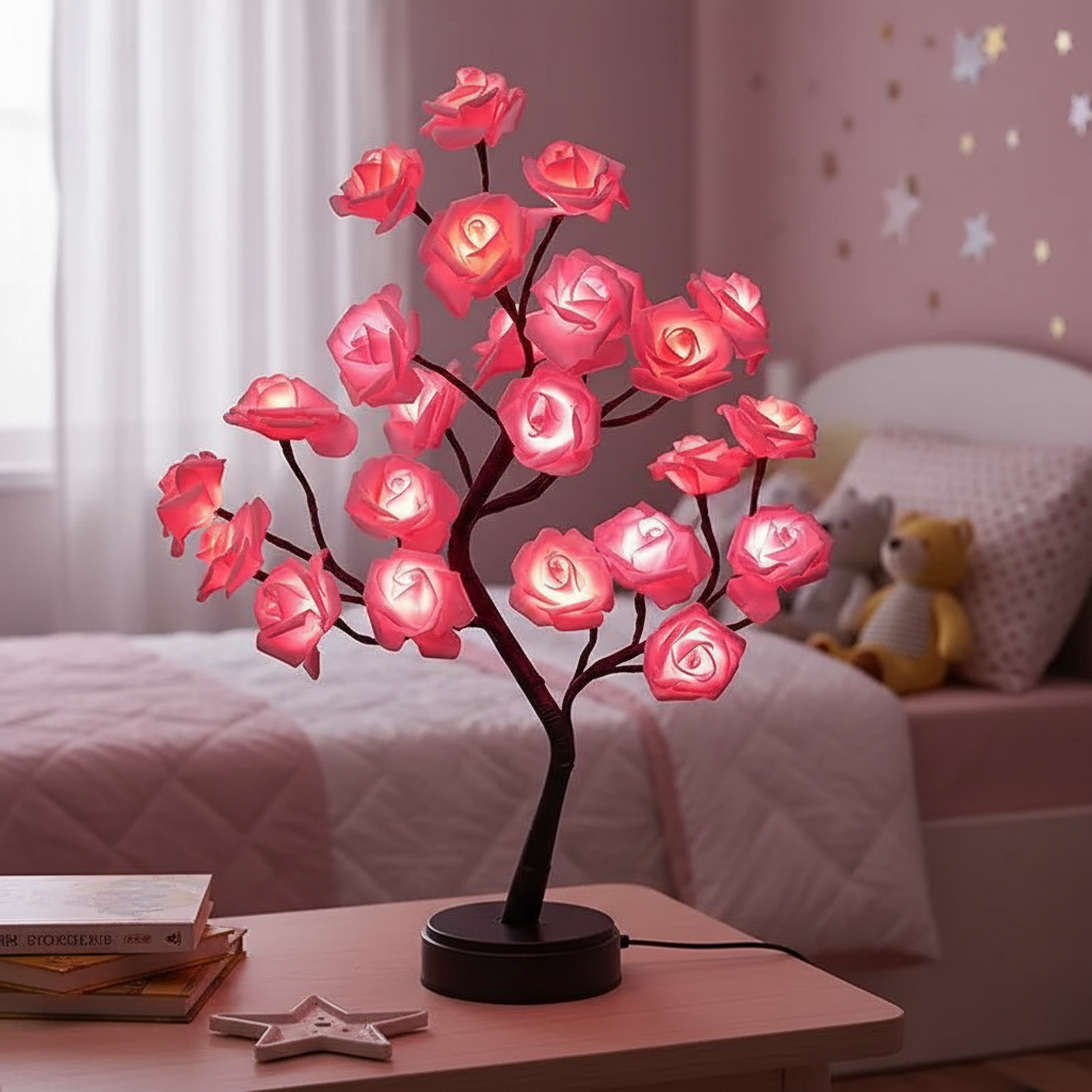 Arbre Lumineux Rose Veilleuse de rêve