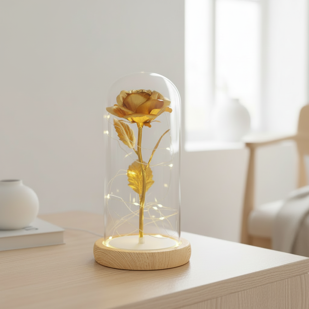 Fleur De L'Amitié Eternelle Dorée Veilleuse de rêve