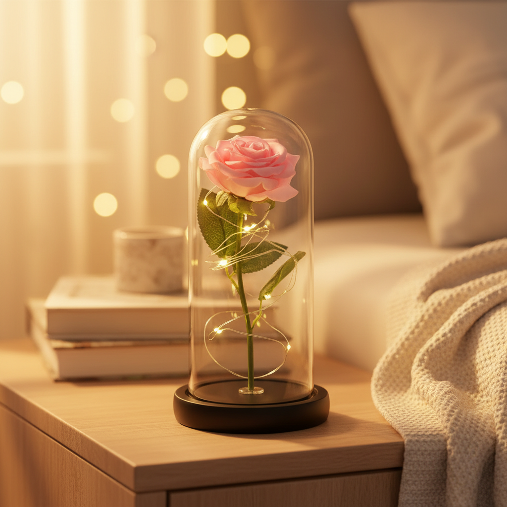 Fleur Eternelle Rose Veilleuse de rêve