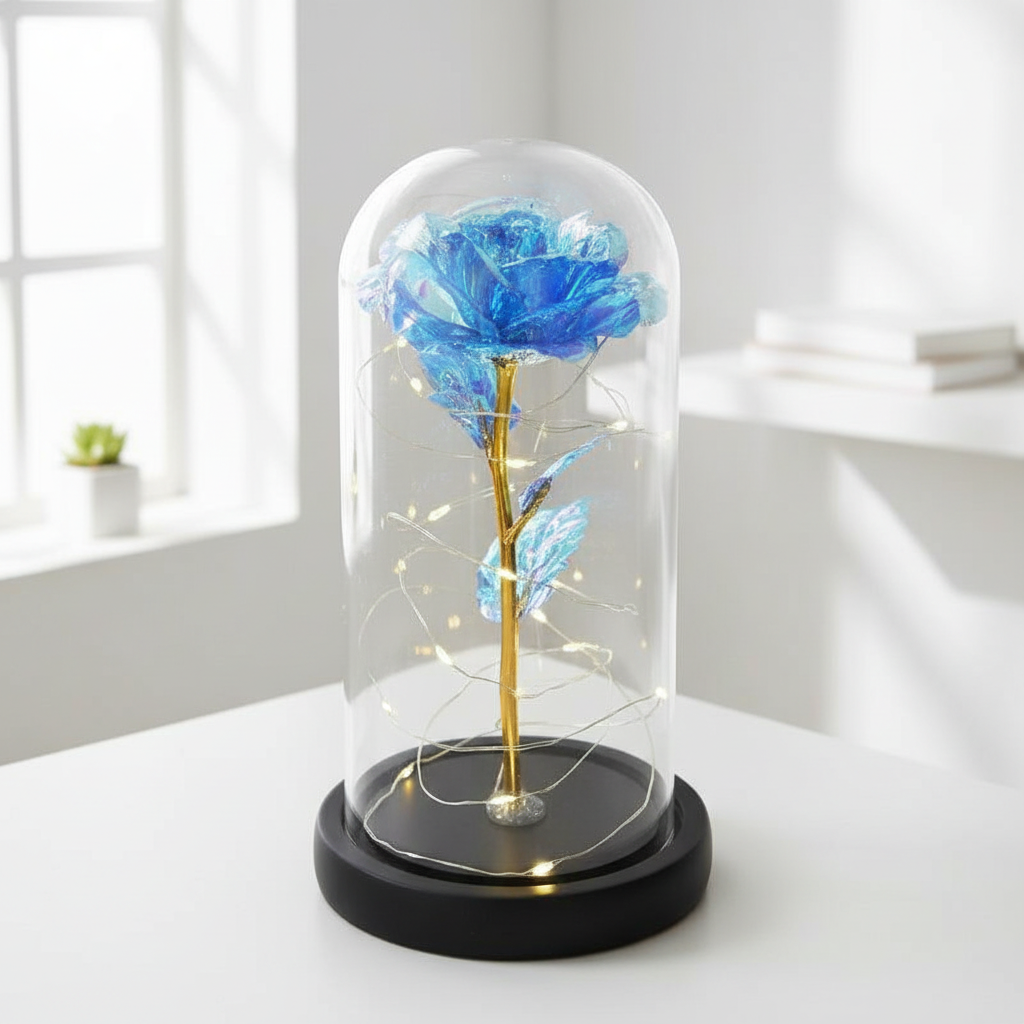 Fleure Eternel Rose Bleu Veilleuse de rêve