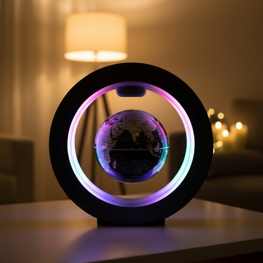 Globe Terrestre Magnétique Tournant Noir Veilleuse de rêve