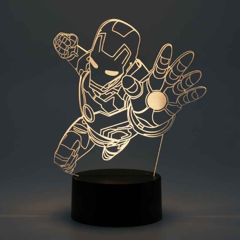 lampe 3D Iron Man effet holographique illusion optique