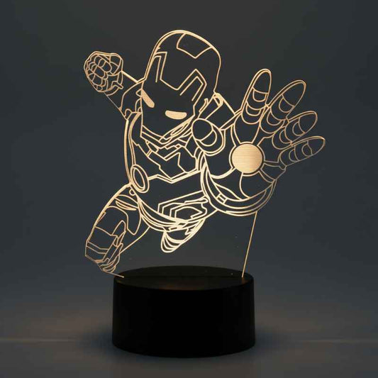 lampe 3D Iron Man effet holographique illusion optique