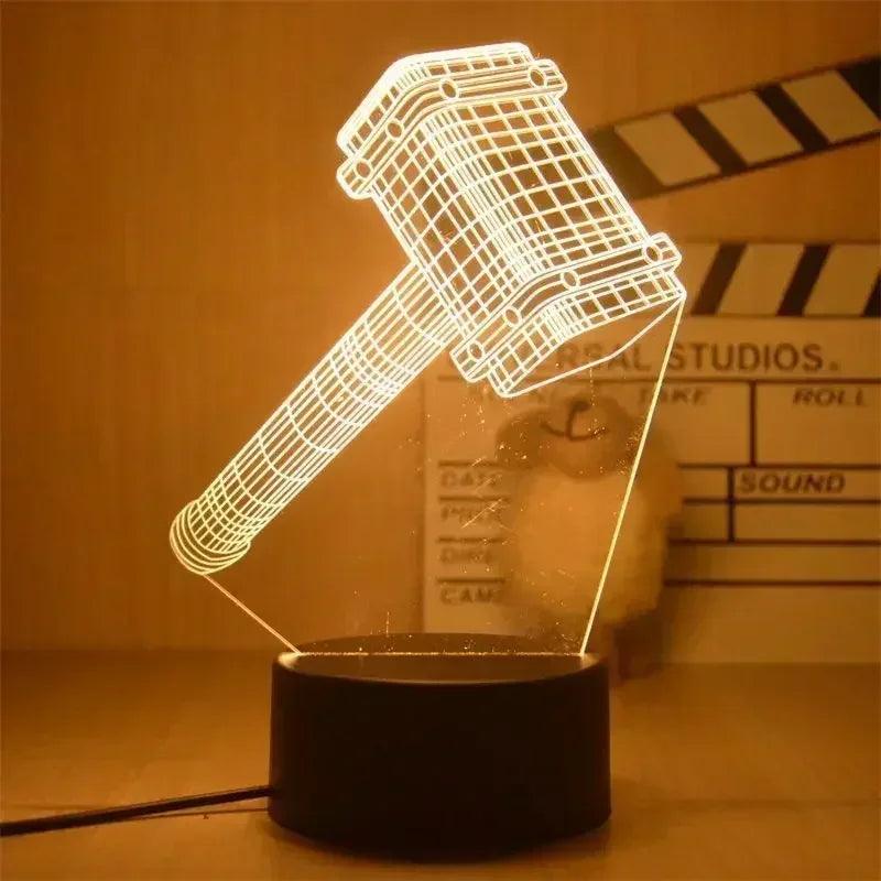 Lampe Led 3D Marteau de Thor - Veilleuse de rêve 