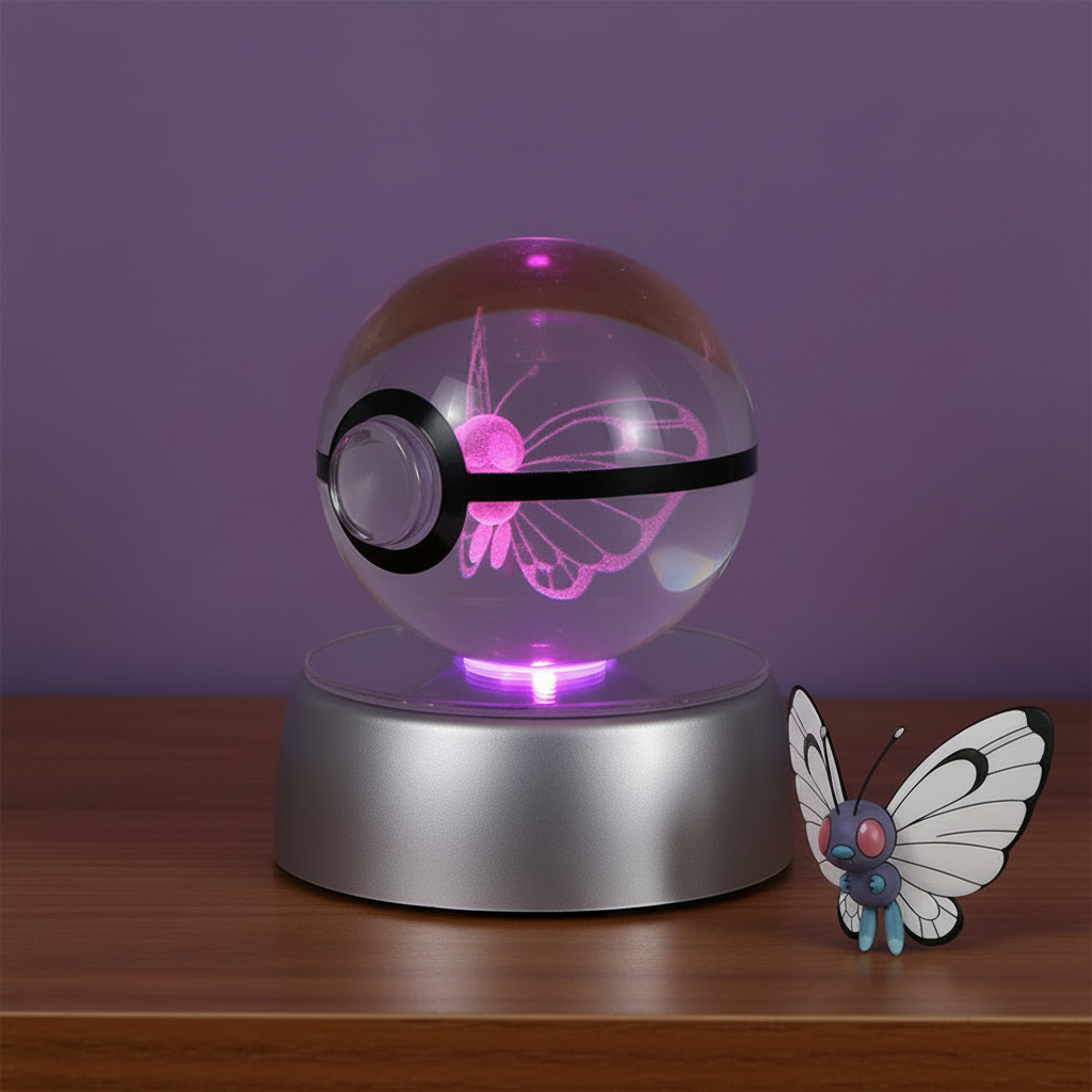 Pokeball Lumineuse Cristal Butterfree Veilleuse de rêve