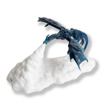 Lampe de Chevet Gaming | Dragon Flamme 3D Bleu Fond Blanc